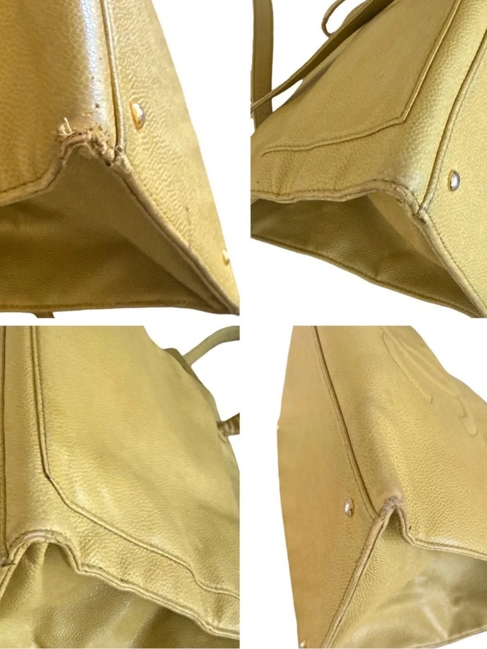 Vintage CHANEL Olive Green Caviar Leather CC Logo Shoulder Tote Bag